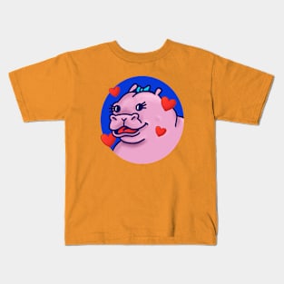 Cutest hippo in love Kids T-Shirt